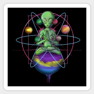 Spiritual Buddha mindfulness meditation Alien Sticker